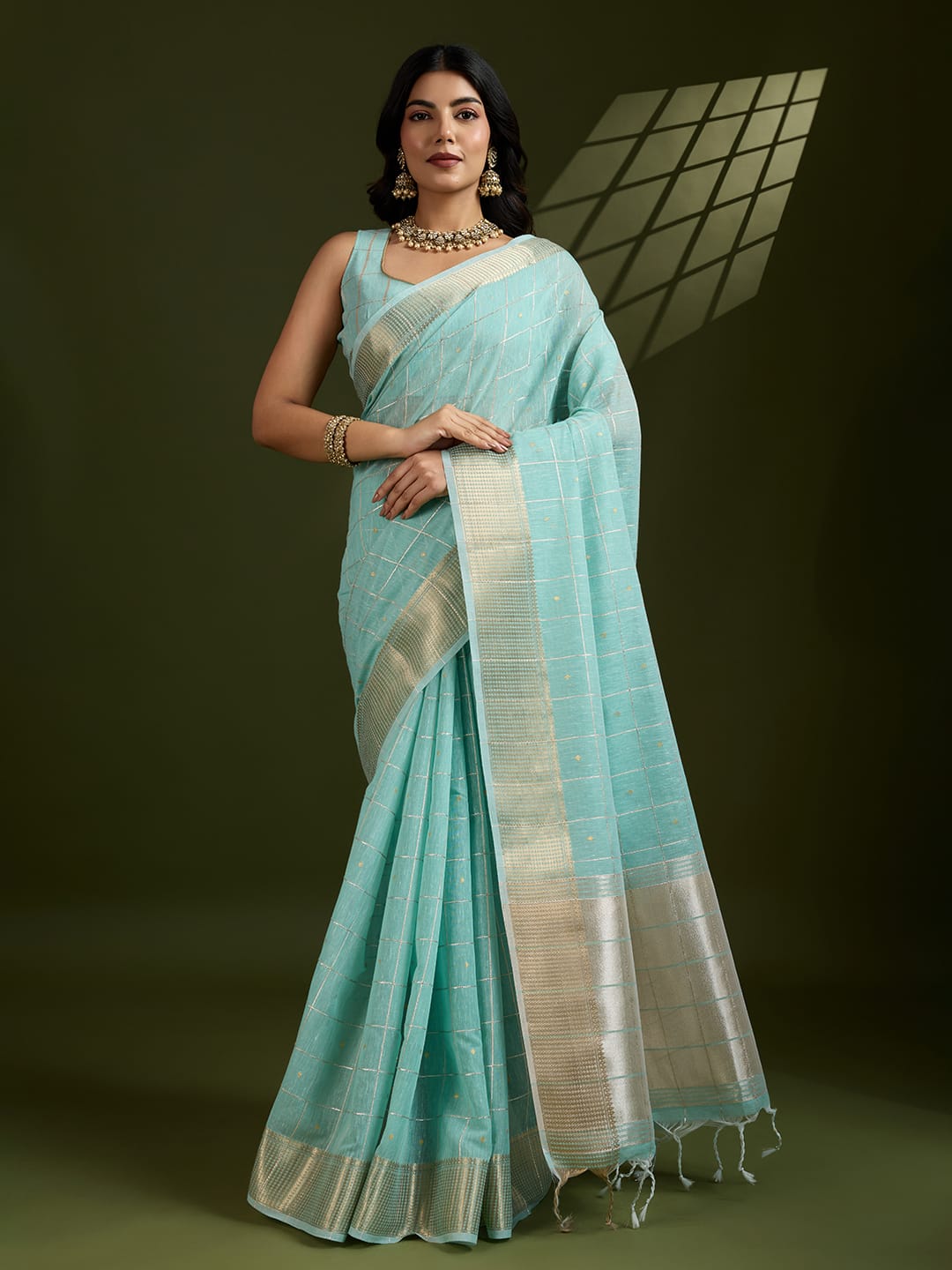 Woven Silk Saree with Rich Zari Border.