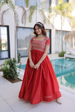 Traditional Embroidered Flared Gown Dress.