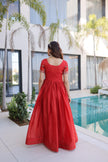 Traditional Embroidered Flared Gown Dress.