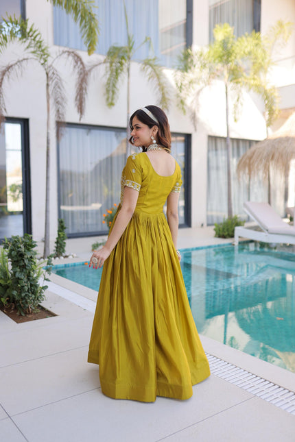 Traditional Embroidered Flared Gown Dress.