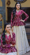Women’s Festive Embroidered Top & Flared Lehenga Set.