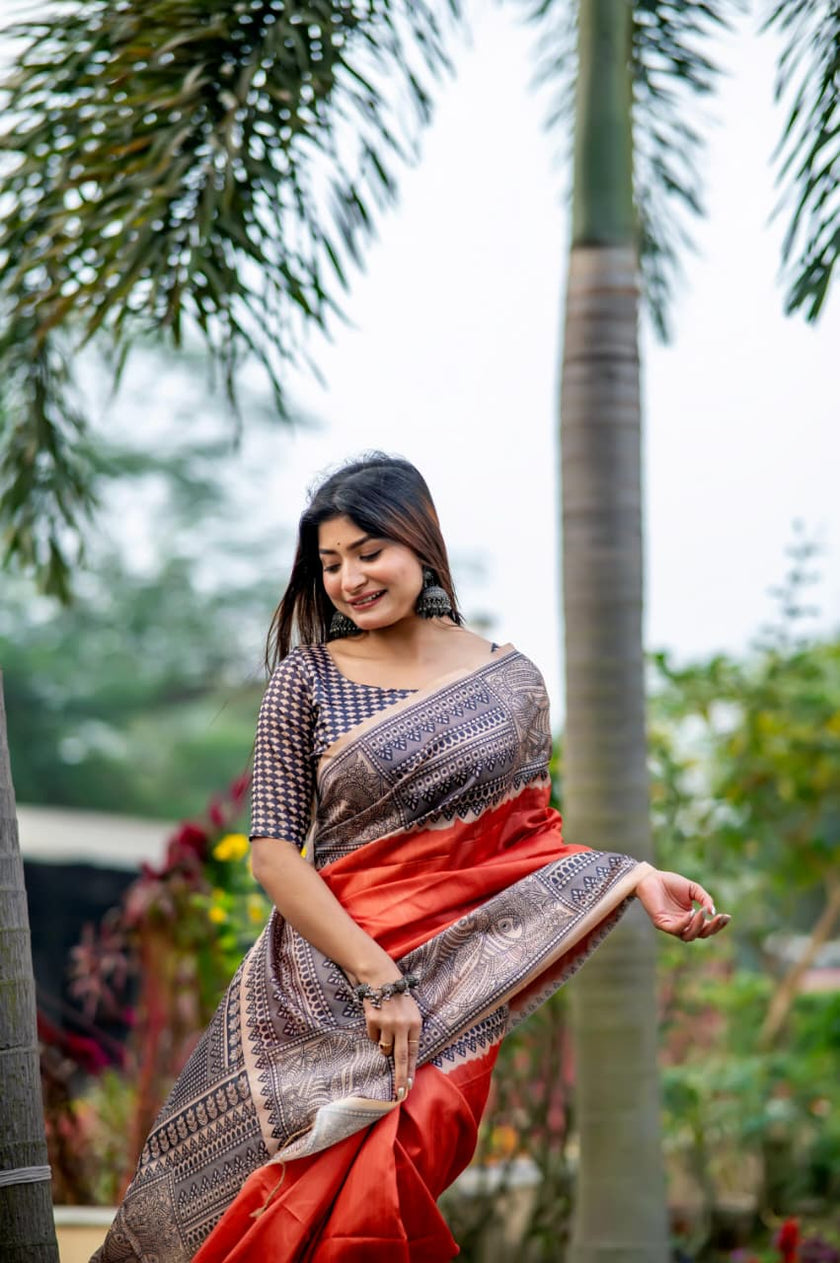Stylish Saree with Traditional Woven Pallu Design.