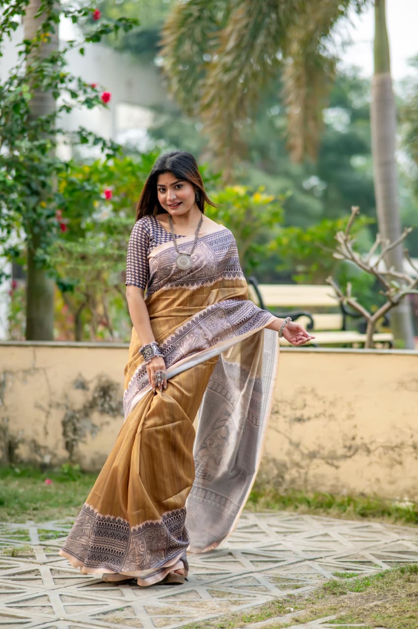 Stylish Saree with Traditional Woven Pallu Design.