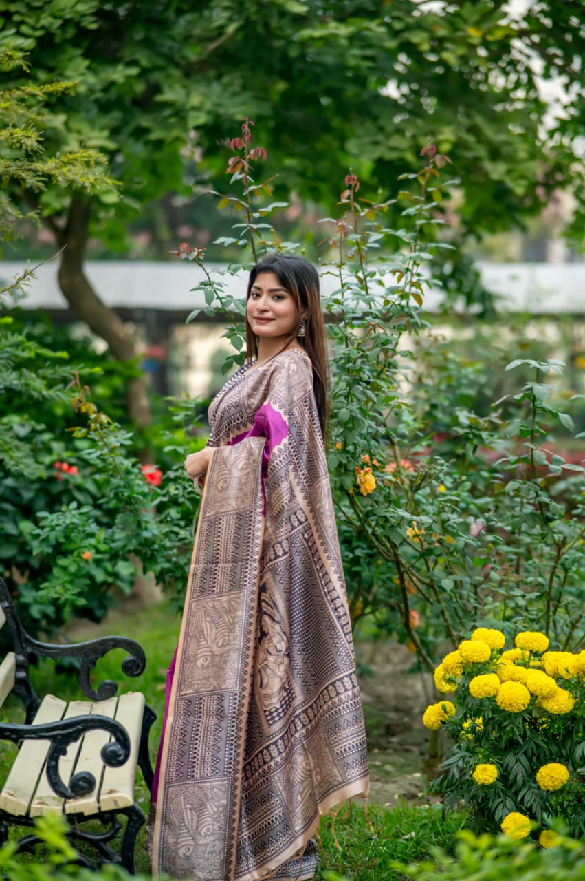Stylish Saree with Traditional Woven Pallu Design.