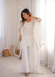 Stylish Party Wear Kurta Palazzo Set with Chiffon Dupatta.