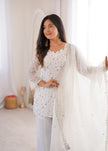 Stylish Party Wear Kurta Palazzo Set with Chiffon Dupatta.