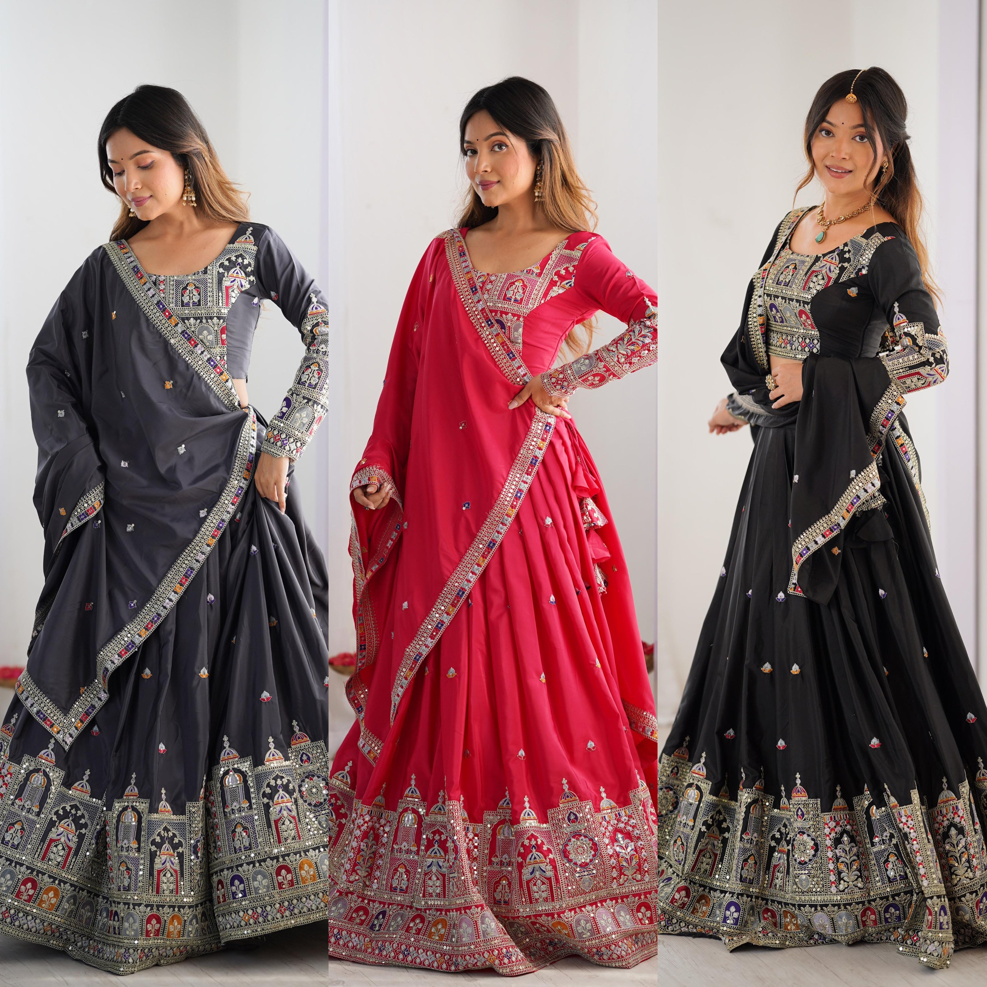 Premium Festive Lehenga Choli with Heavy Traditional Embroidery.