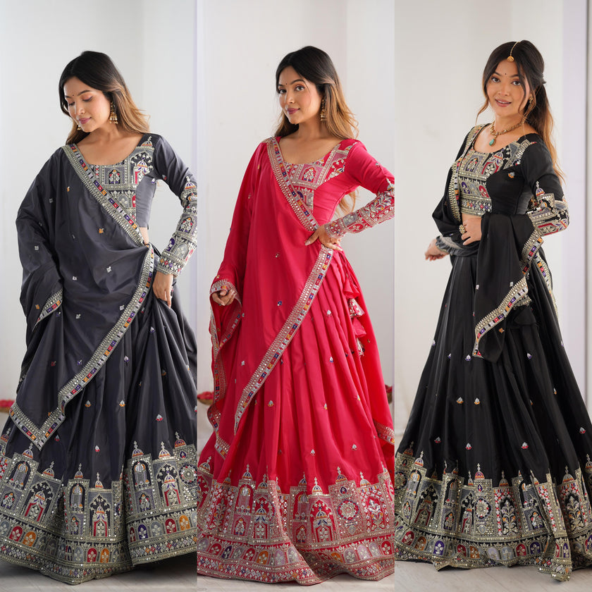Premium Festive Lehenga Choli with Heavy Traditional Embroidery.
