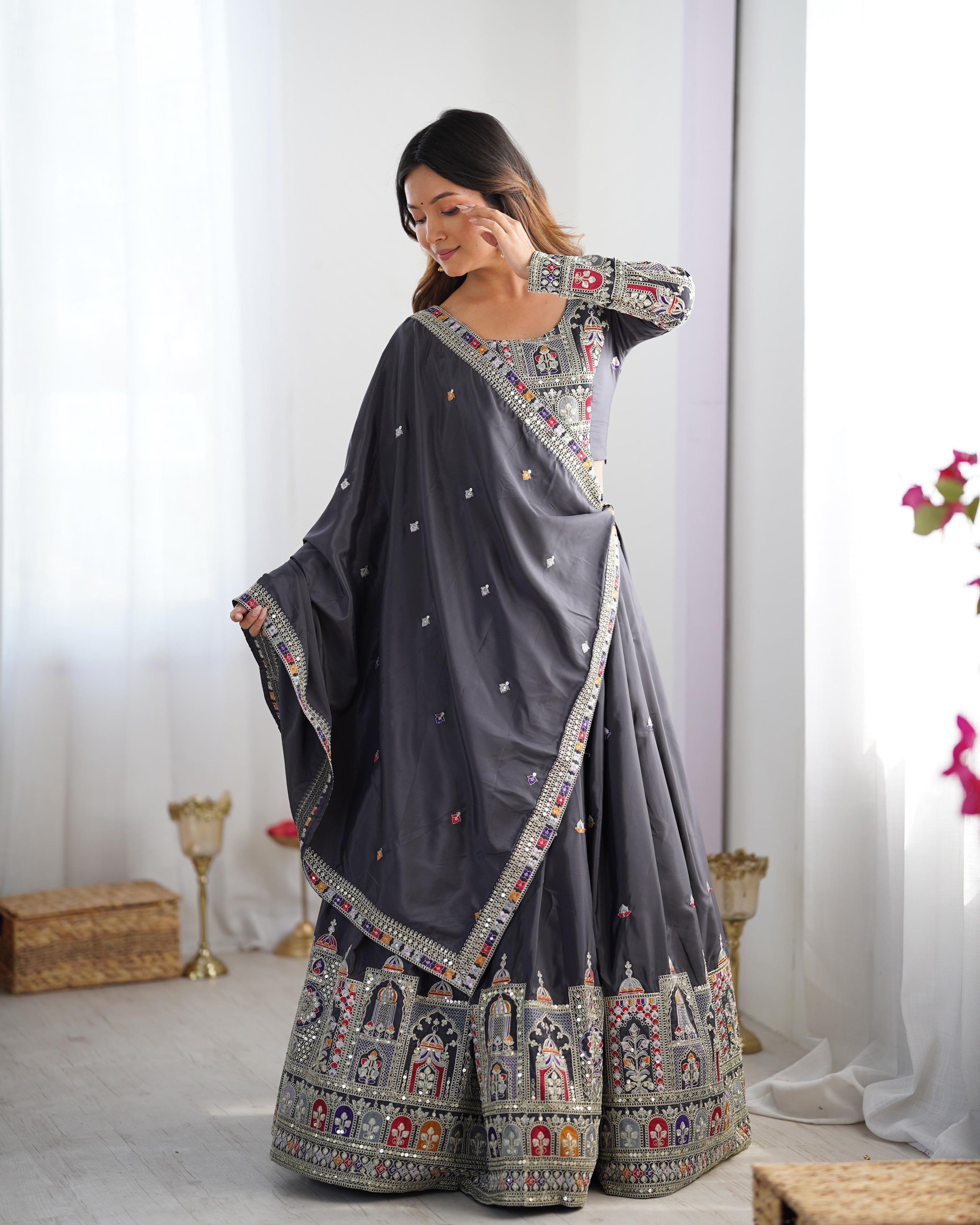 Premium Festive Lehenga Choli with Heavy Traditional Embroidery.