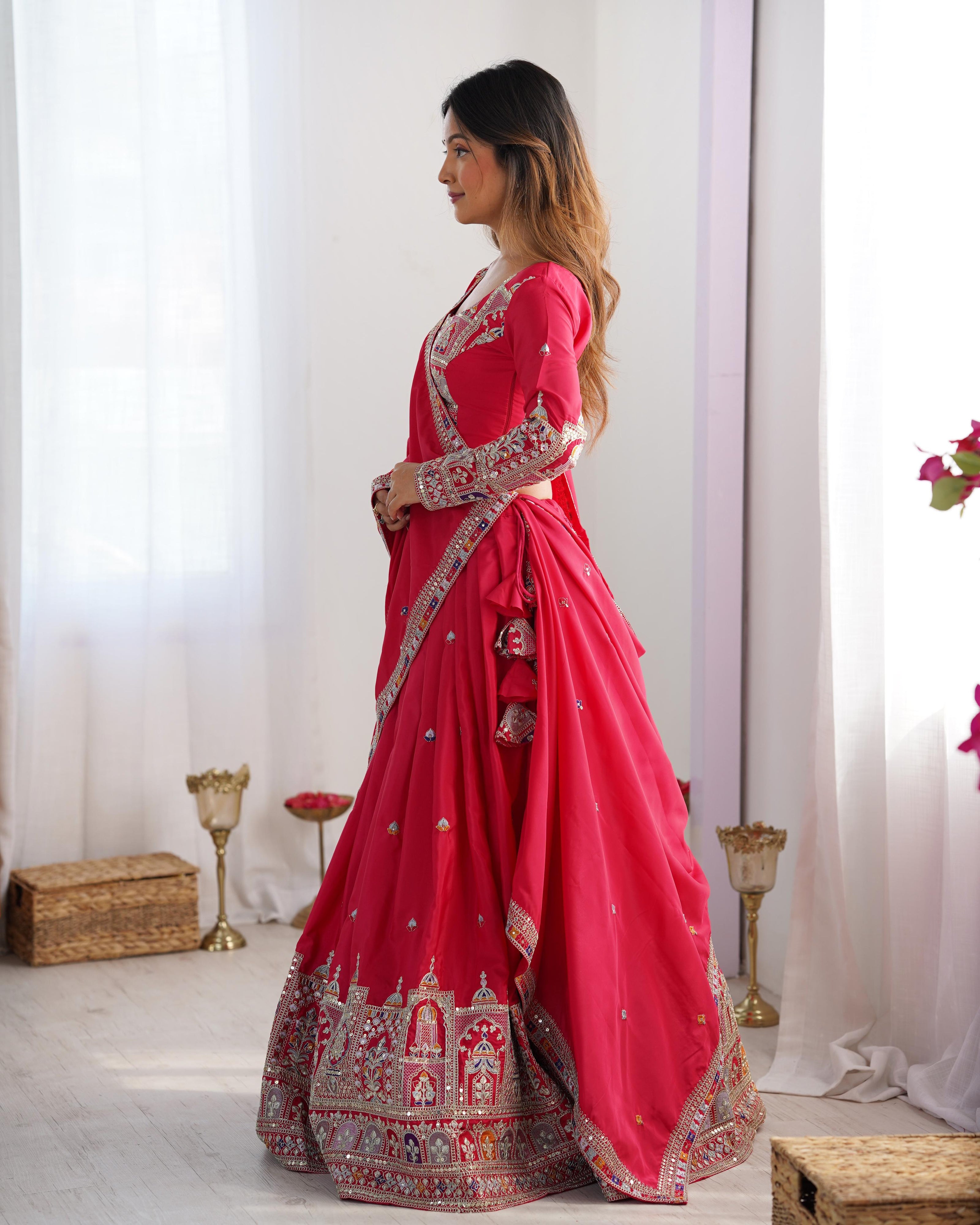 Premium Festive Lehenga Choli with Heavy Traditional Embroidery.
