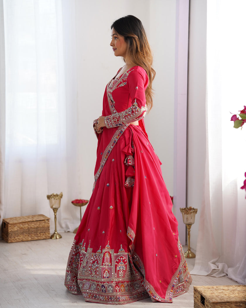Premium Festive Lehenga Choli with Heavy Traditional Embroidery.