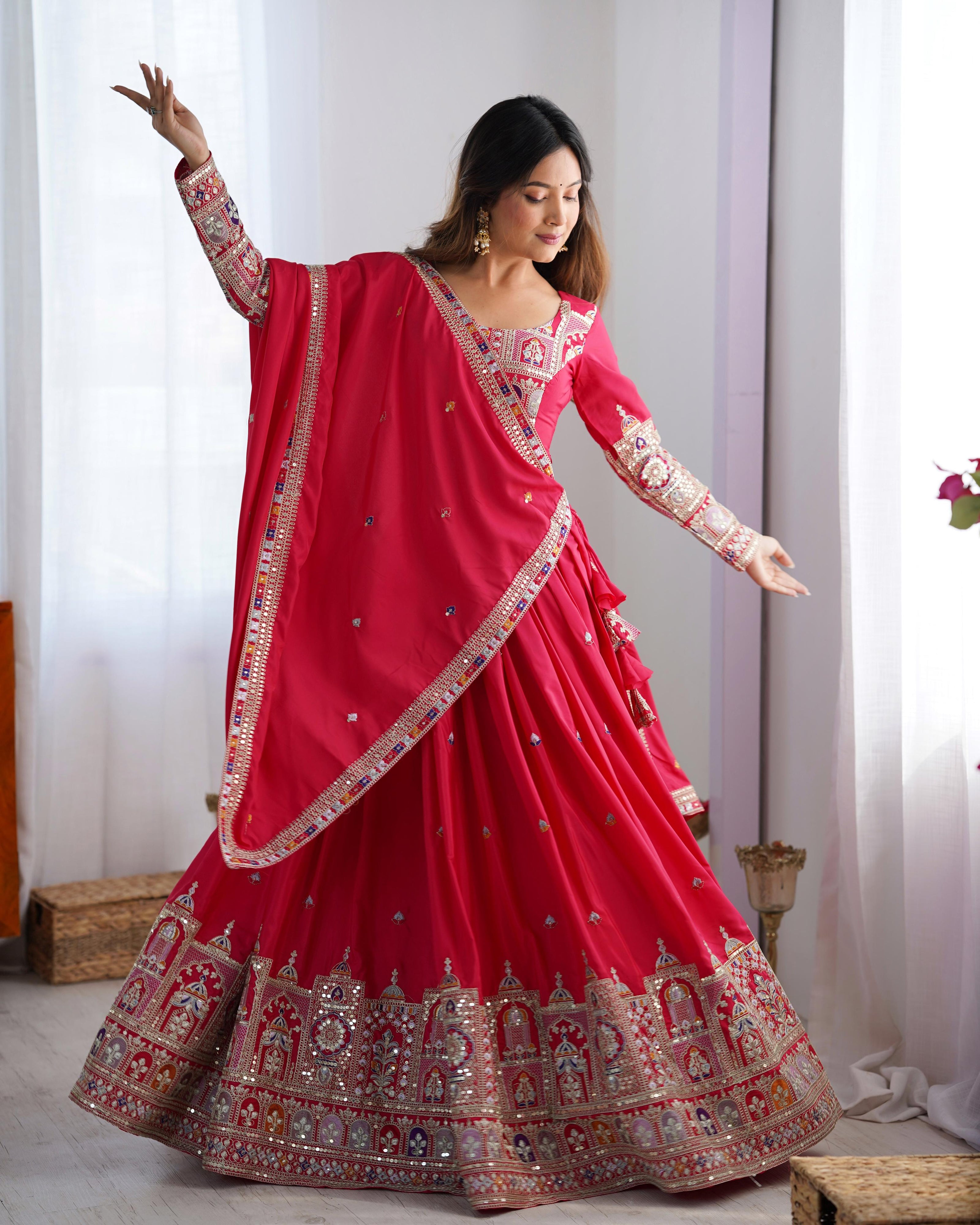 Premium Festive Lehenga Choli with Heavy Traditional Embroidery.