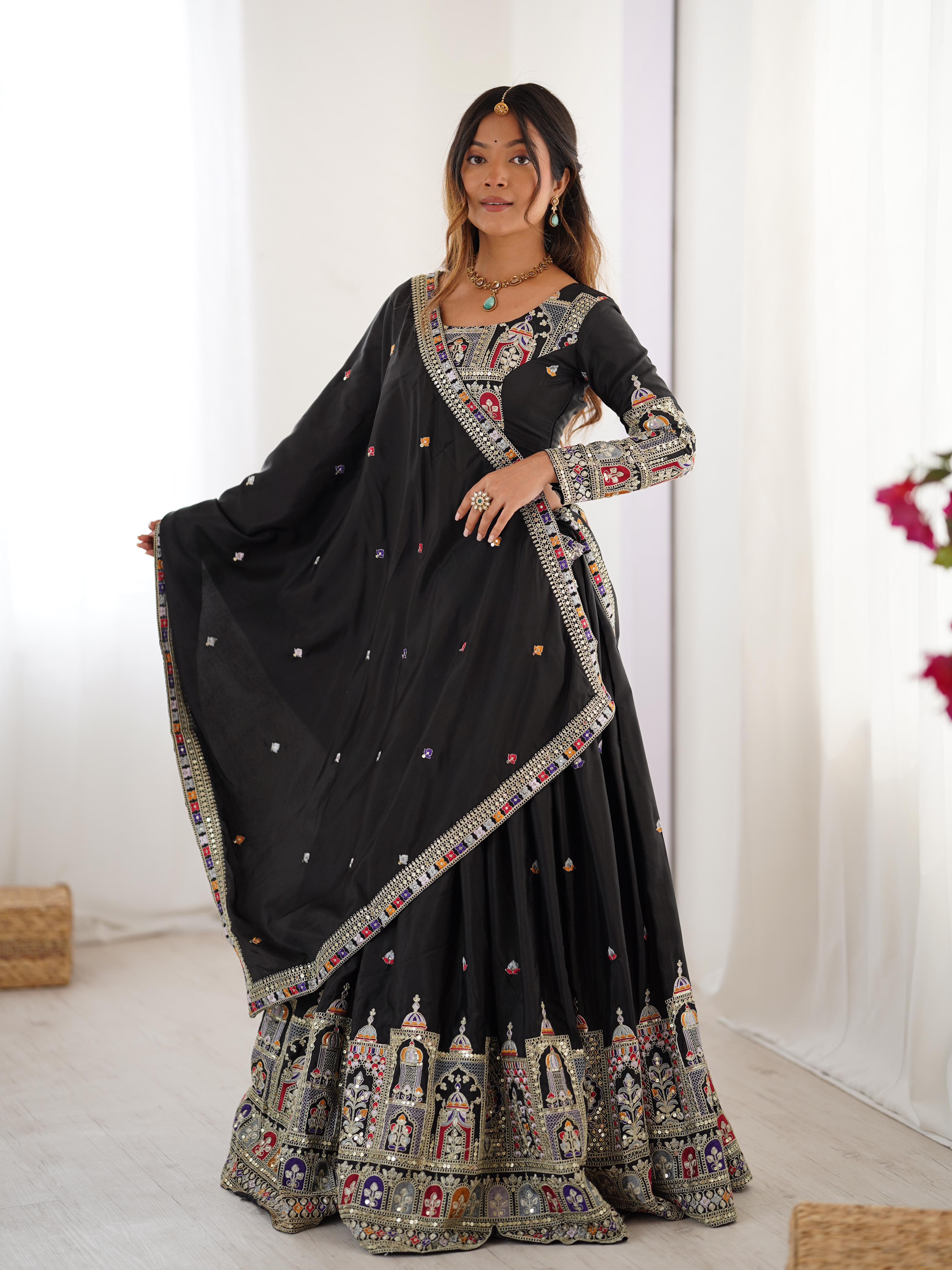 Premium Festive Lehenga Choli with Heavy Traditional Embroidery.