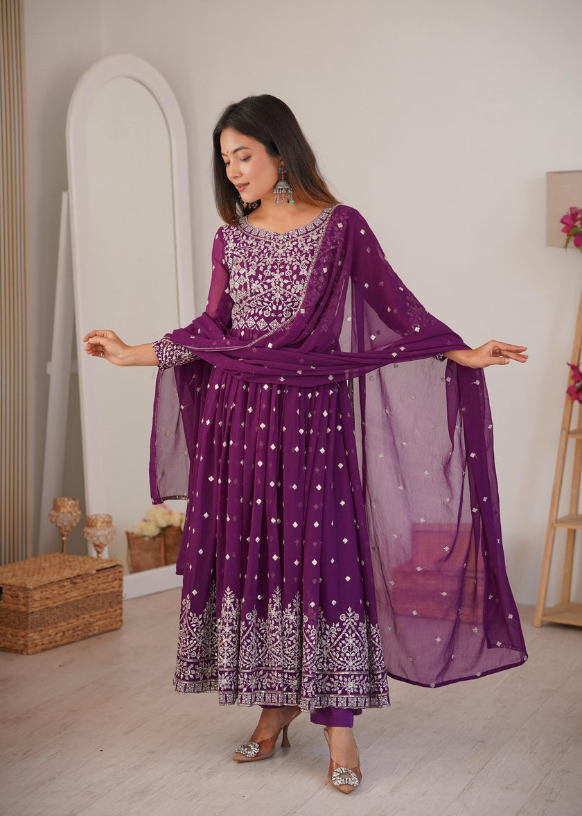 Designer Embroidered Anarkali Gown with Dupatta.