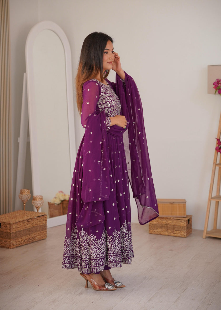 Designer Embroidered Anarkali Gown with Dupatta.