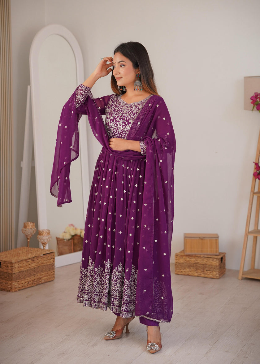 Designer Embroidered Anarkali Gown with Dupatta.