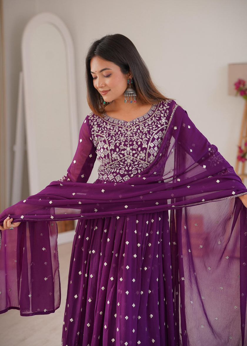 Designer Embroidered Anarkali Gown with Dupatta.