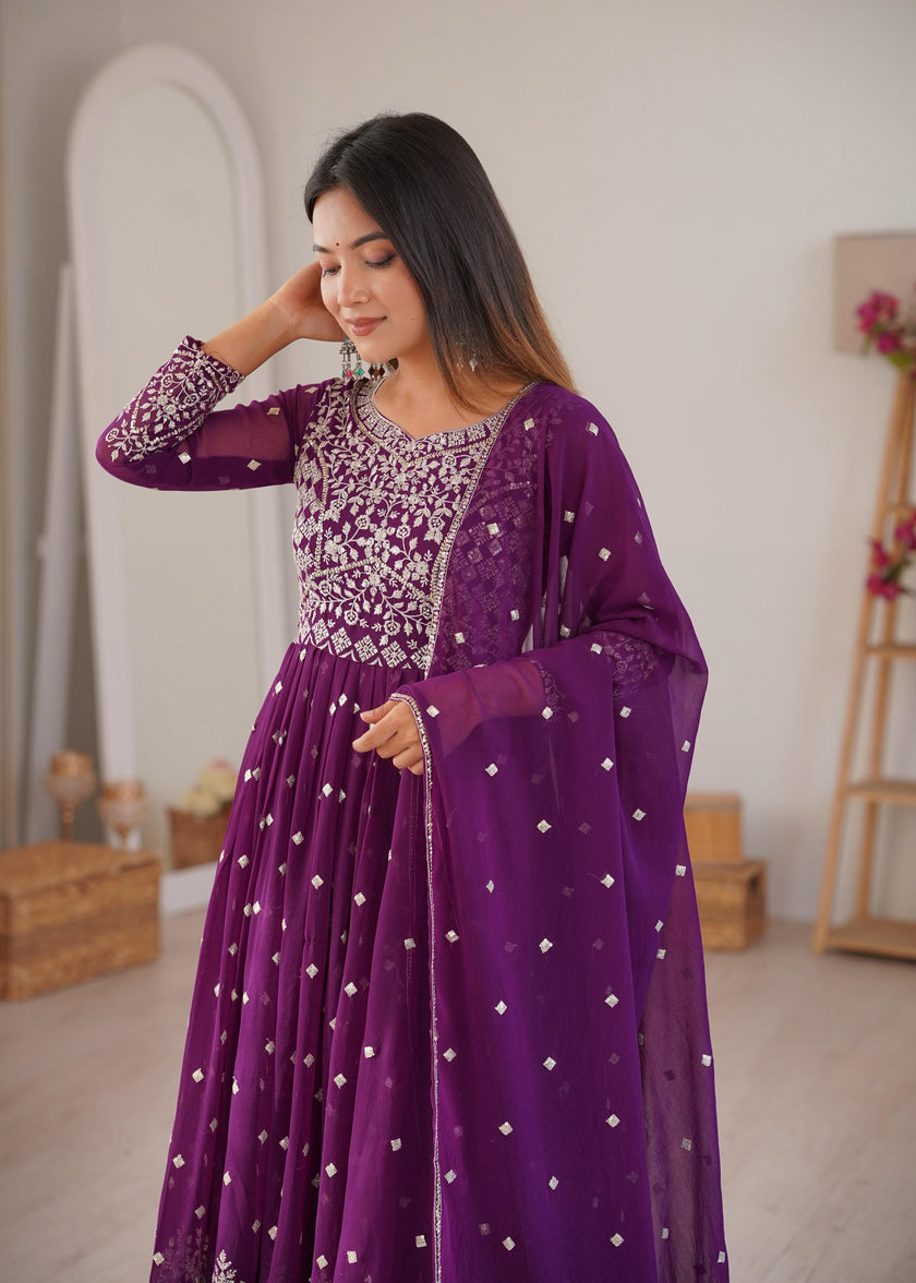 Designer Embroidered Anarkali Gown with Dupatta.