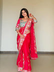 Stylish Pink Silk Saree with Heavy Border Work.