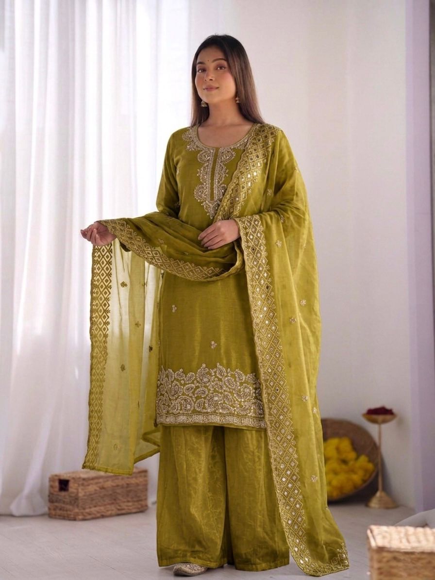 Designer Festive Wear Suit Set with Heavy Embroidery.