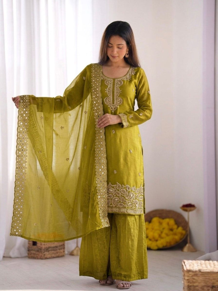 Designer Festive Wear Suit Set with Heavy Embroidery.