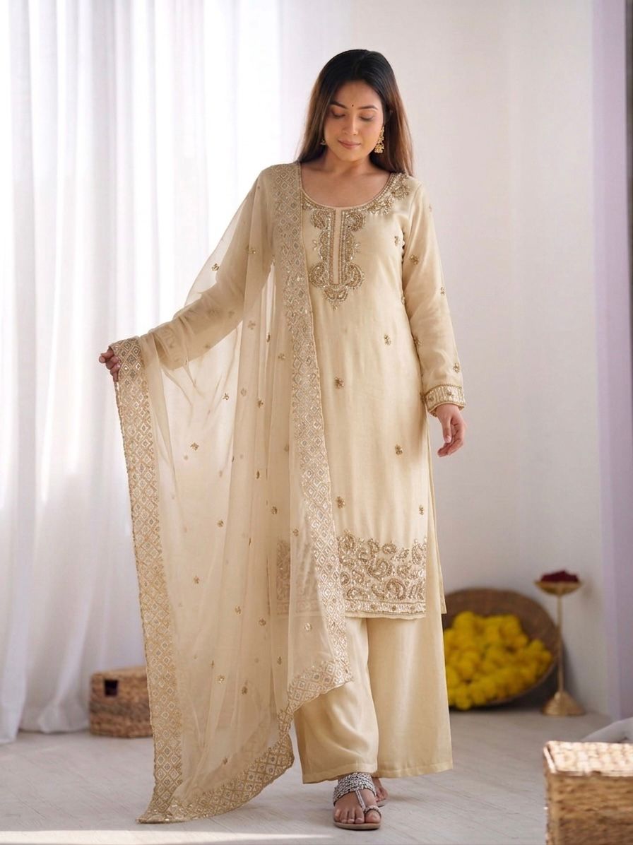 Designer Festive Wear Suit Set with Heavy Embroidery.