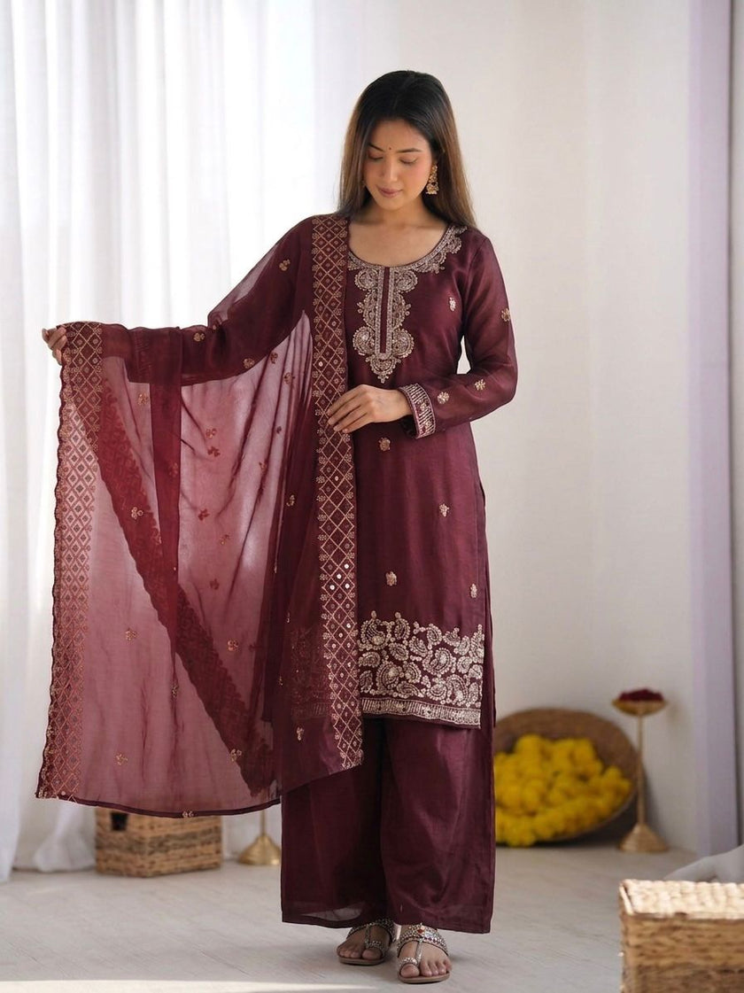 Designer Festive Wear Suit Set with Heavy Embroidery.