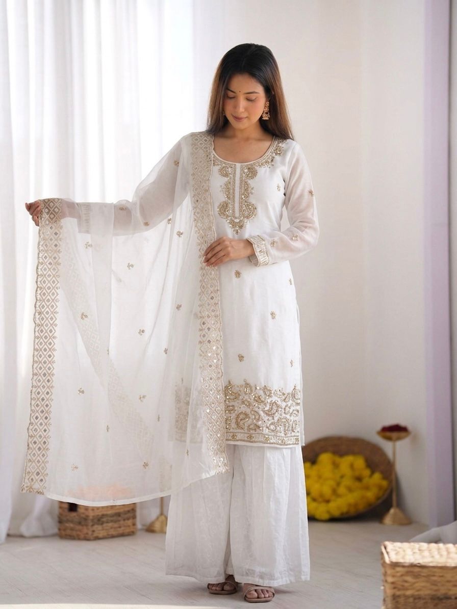Designer Festive Wear Suit Set with Heavy Embroidery.