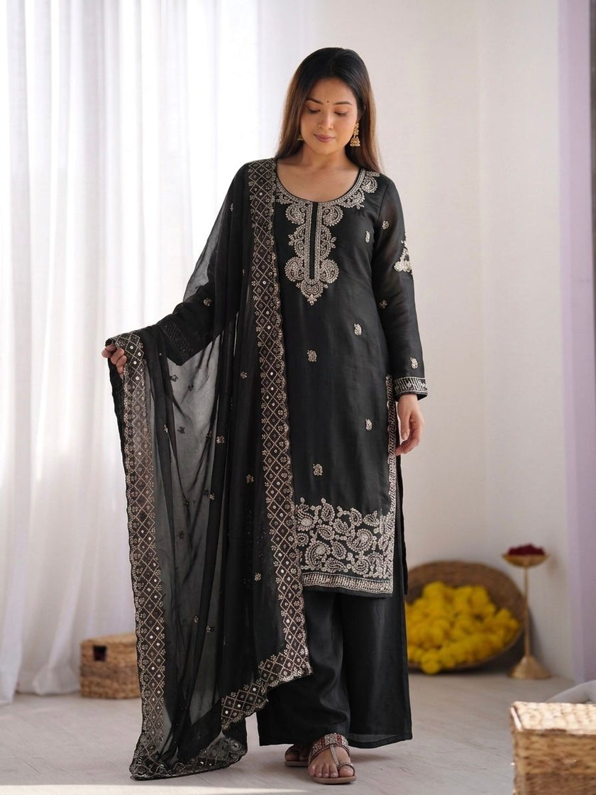 Designer Festive Wear Suit Set with Heavy Embroidery.