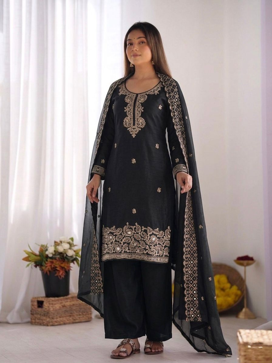 Designer Festive Wear Suit Set with Heavy Embroidery.