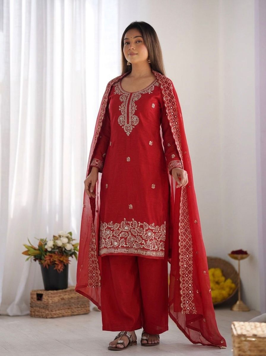 Designer Festive Wear Suit Set with Heavy Embroidery.