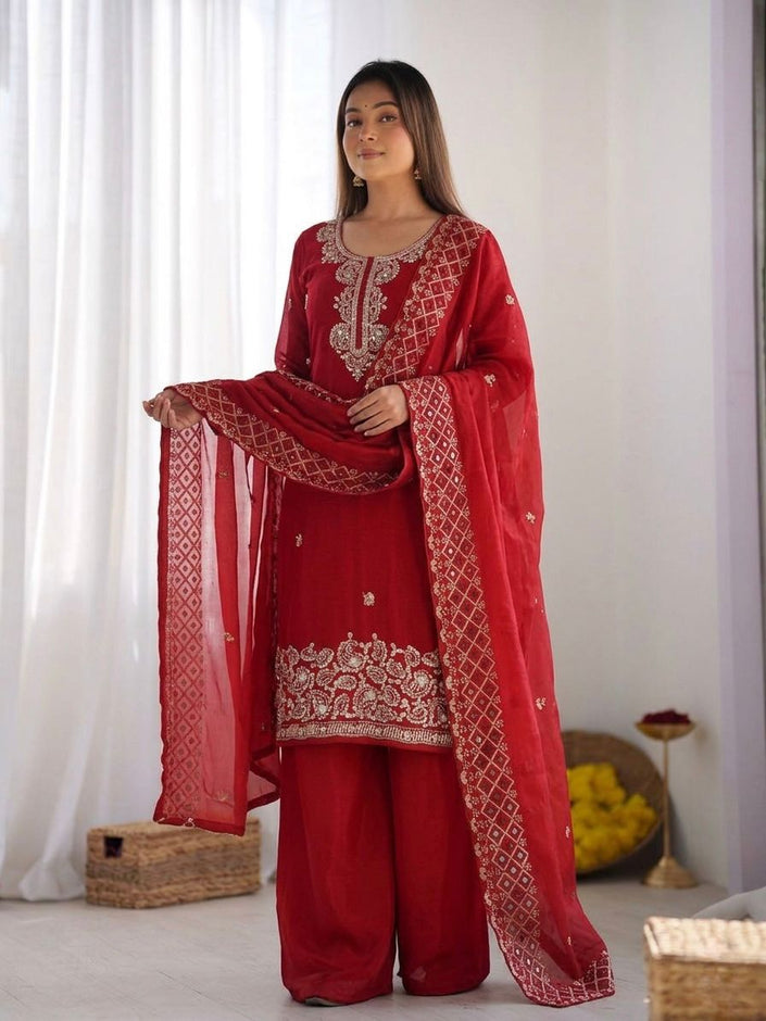Designer Festive Wear Suit Set with Heavy Embroidery.
