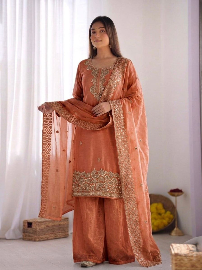 Designer Festive Wear Suit Set with Heavy Embroidery.