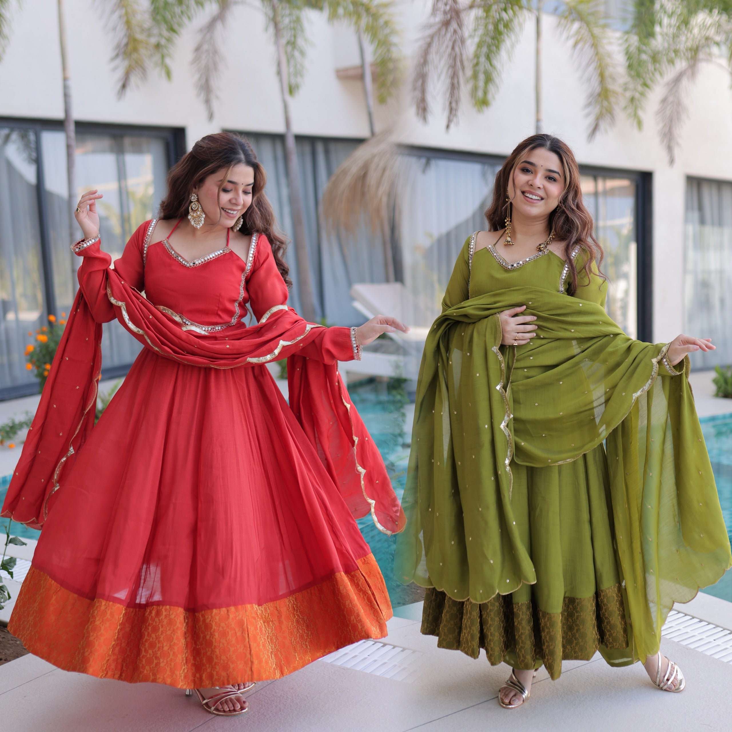 Premium Flared Ethnic Wear Anarkali Dress With Beautiful Dupatta & Elegant Look.