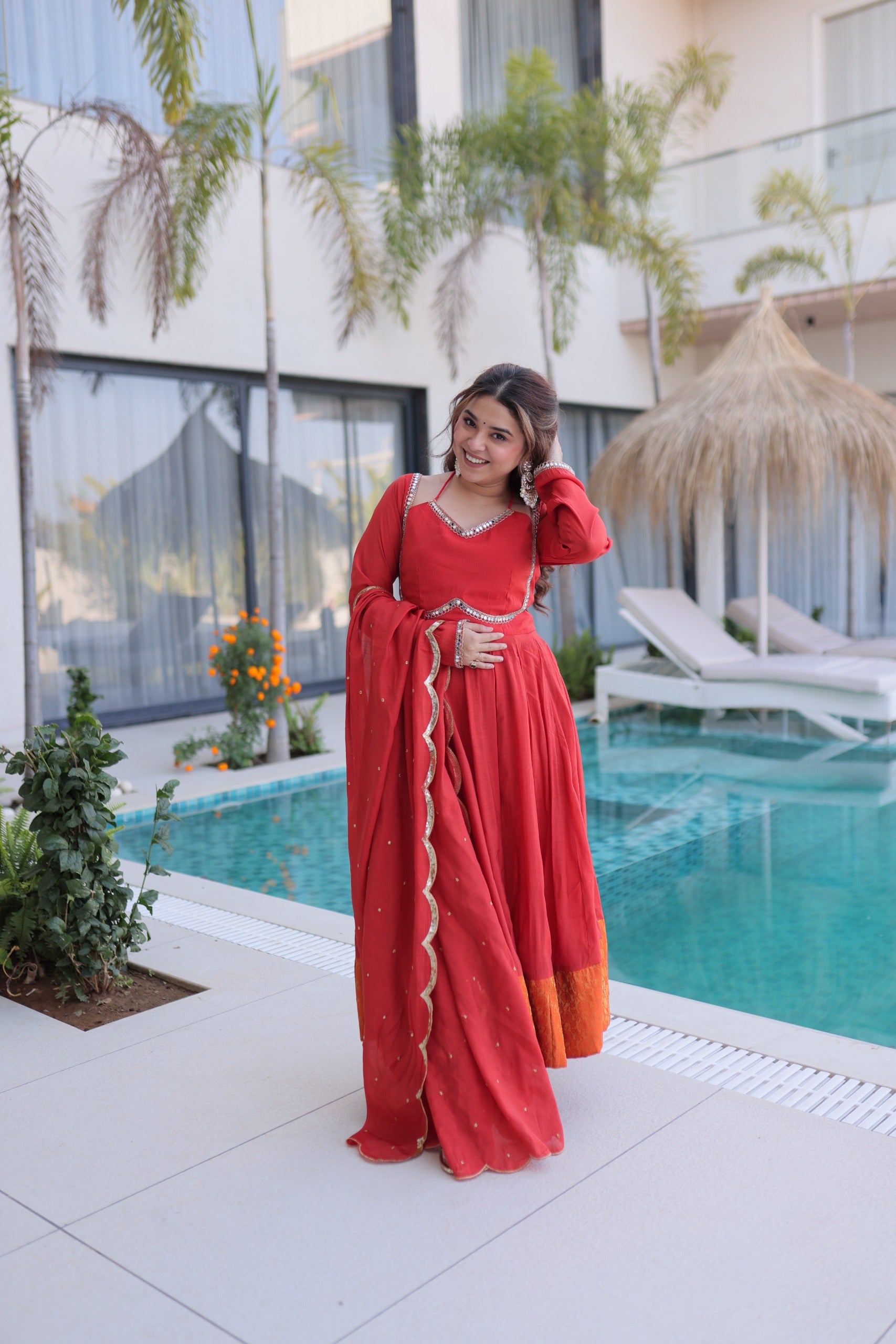 Premium Flared Ethnic Wear Anarkali Dress With Beautiful Dupatta & Elegant Look.