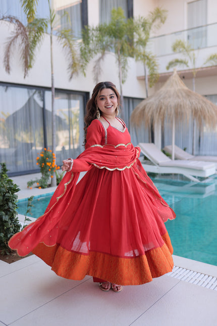 Premium Flared Ethnic Wear Anarkali Dress With Beautiful Dupatta & Elegant Look.