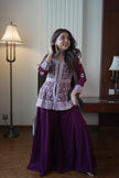 Royal Indo-Western Wine Palazzo Outfit with Stunning Embroidery and Premium Designer Finish.