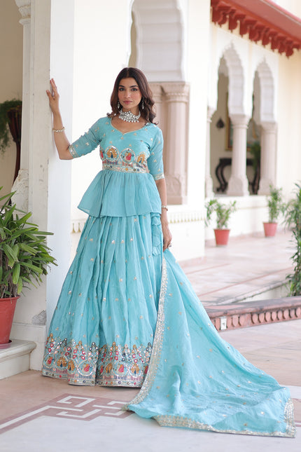 Premium Designer Sequins Embroidered Readymade Lehenga choli Set .