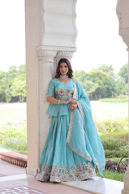 Premium Designer Sequins Embroidered Readymade Lehenga choli Set .