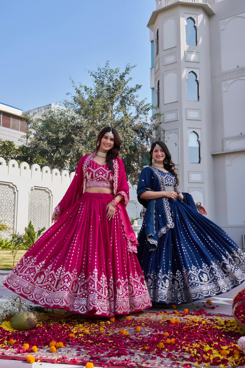 Premium Traditional Flared Lehenga Choli With Beautiful Embroidery Work For Party Wear Look.