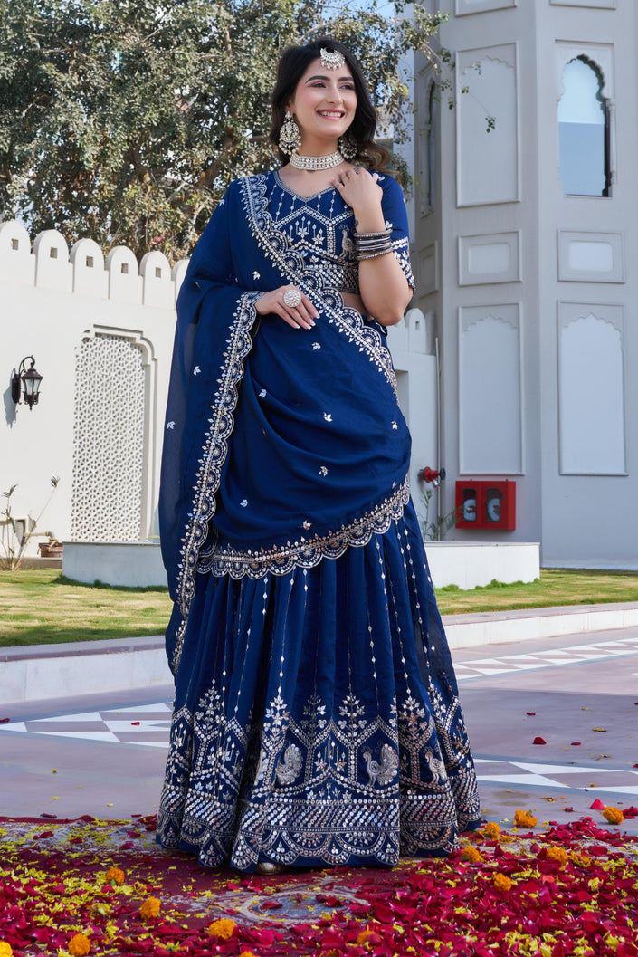 Premium Traditional Flared Lehenga Choli With Beautiful Embroidery Work For Party Wear Look.