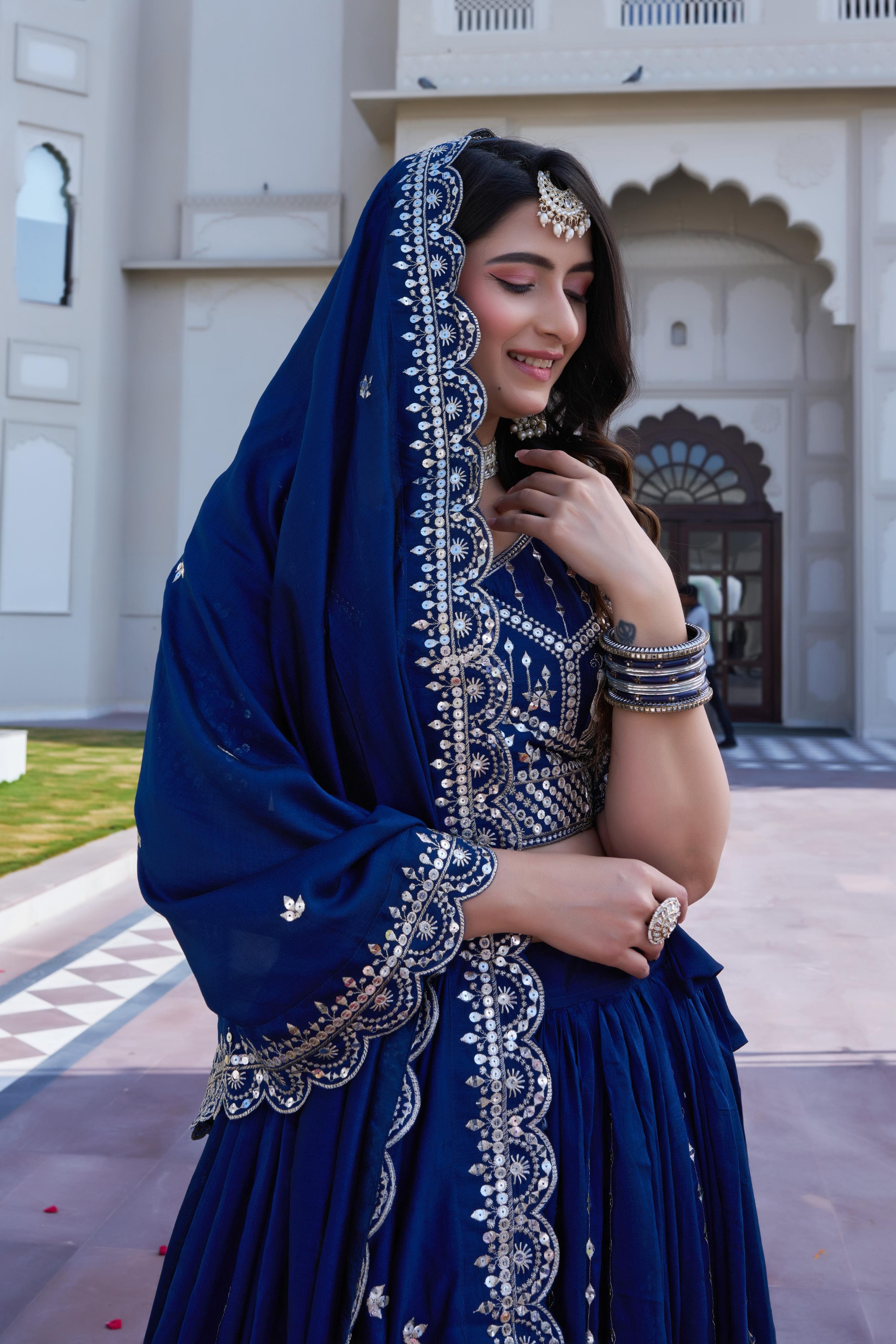 Premium Traditional Flared Lehenga Choli With Beautiful Embroidery Work For Party Wear Look.