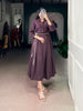 Stylish Wine Purple Button-Down Maxi Dress for Women.