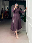 Stylish Wine Purple Button-Down Maxi Dress for Women.