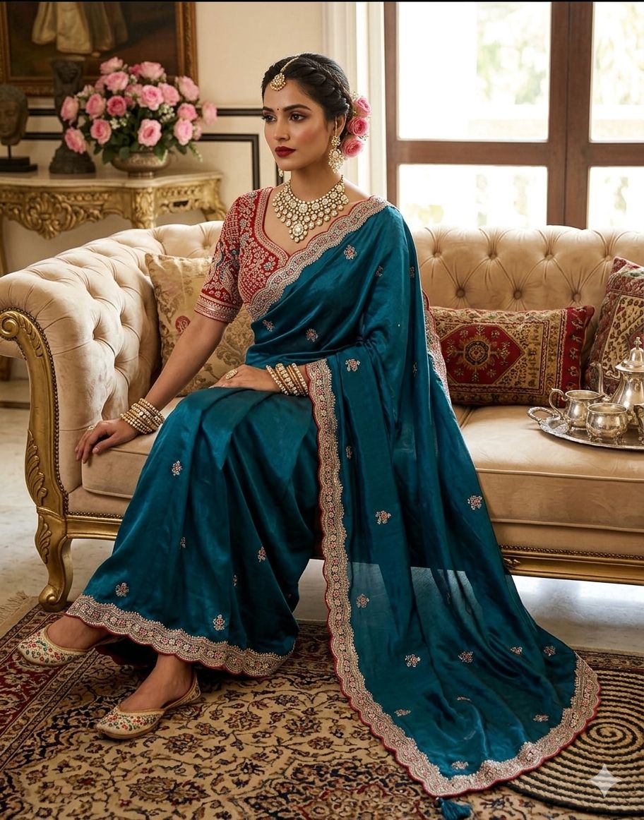Wedding Special Embroidered Saree Look.