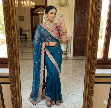 Wedding Special Embroidered Saree Look.