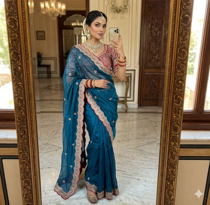 Wedding Special Embroidered Saree Look.