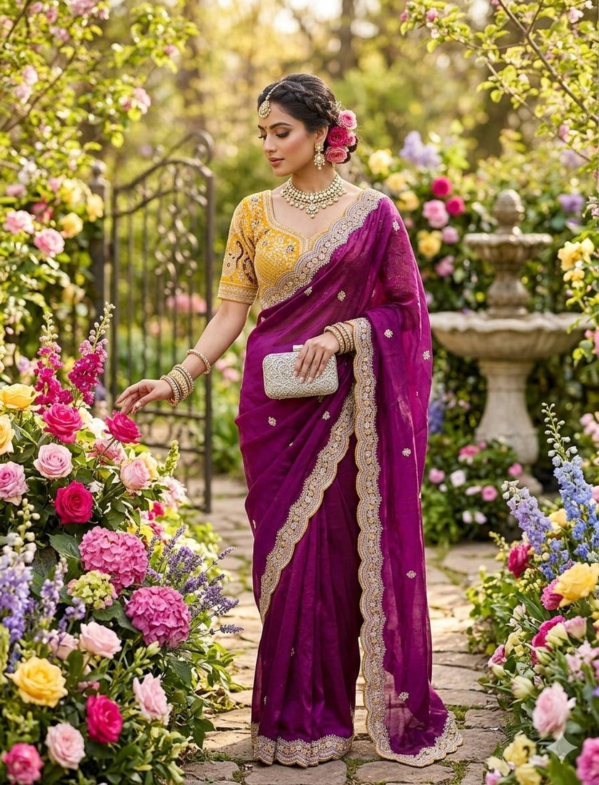 Wedding Special Embroidered Saree Look.