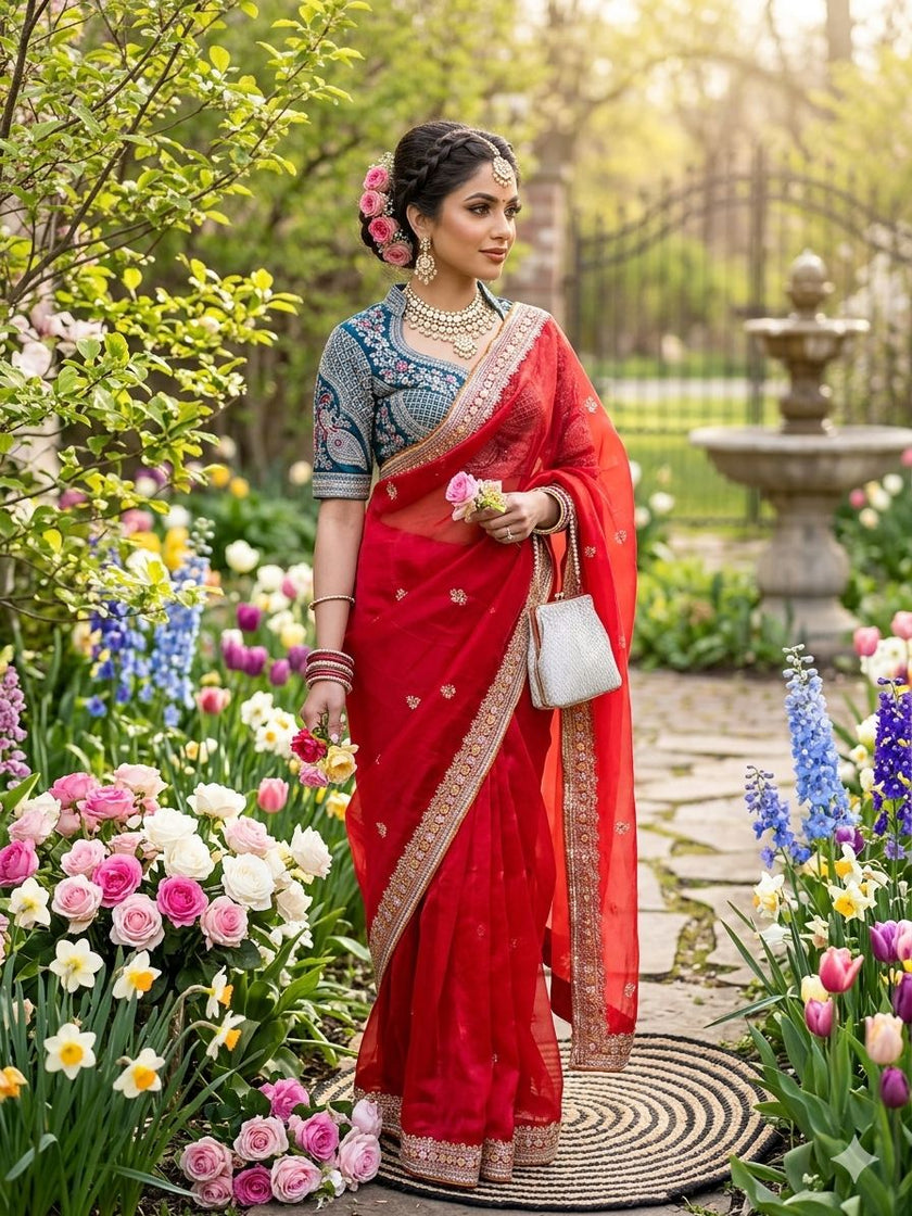 Wedding Special Embroidered Saree Look.