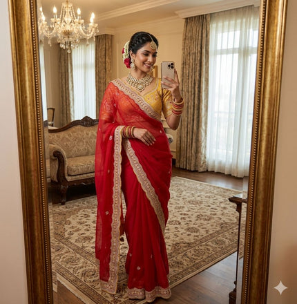 Wedding Special Embroidered Saree Look.